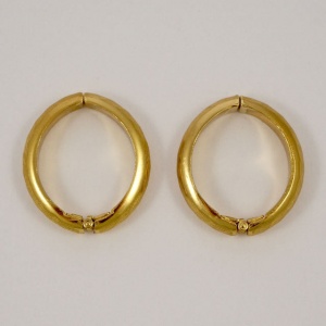 Monet Gold Plated Textured Hoop Hinge Earrings circa 1980s
